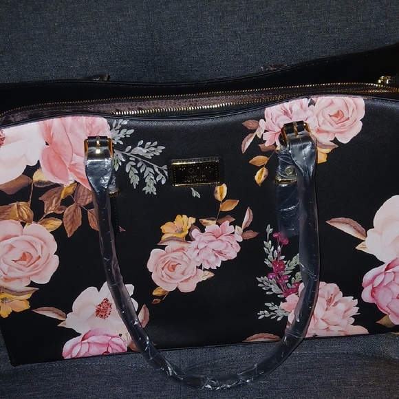 Floral Black Totebag.  Mosiso. Brand New. - Picture 1 of 5